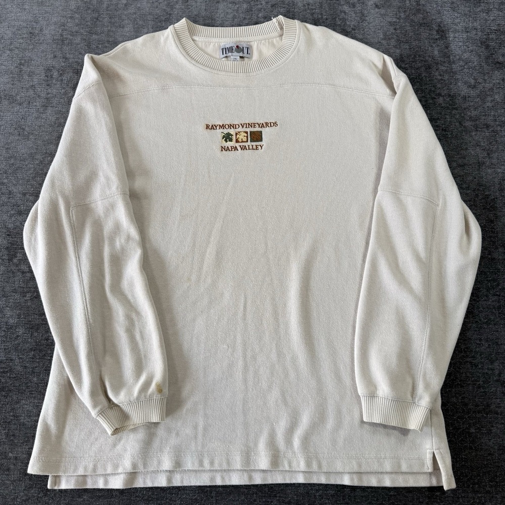 Vintage Time‎ Out Raymond Vineyards Napa Valley Sweatshirt Beige Men's 2XL